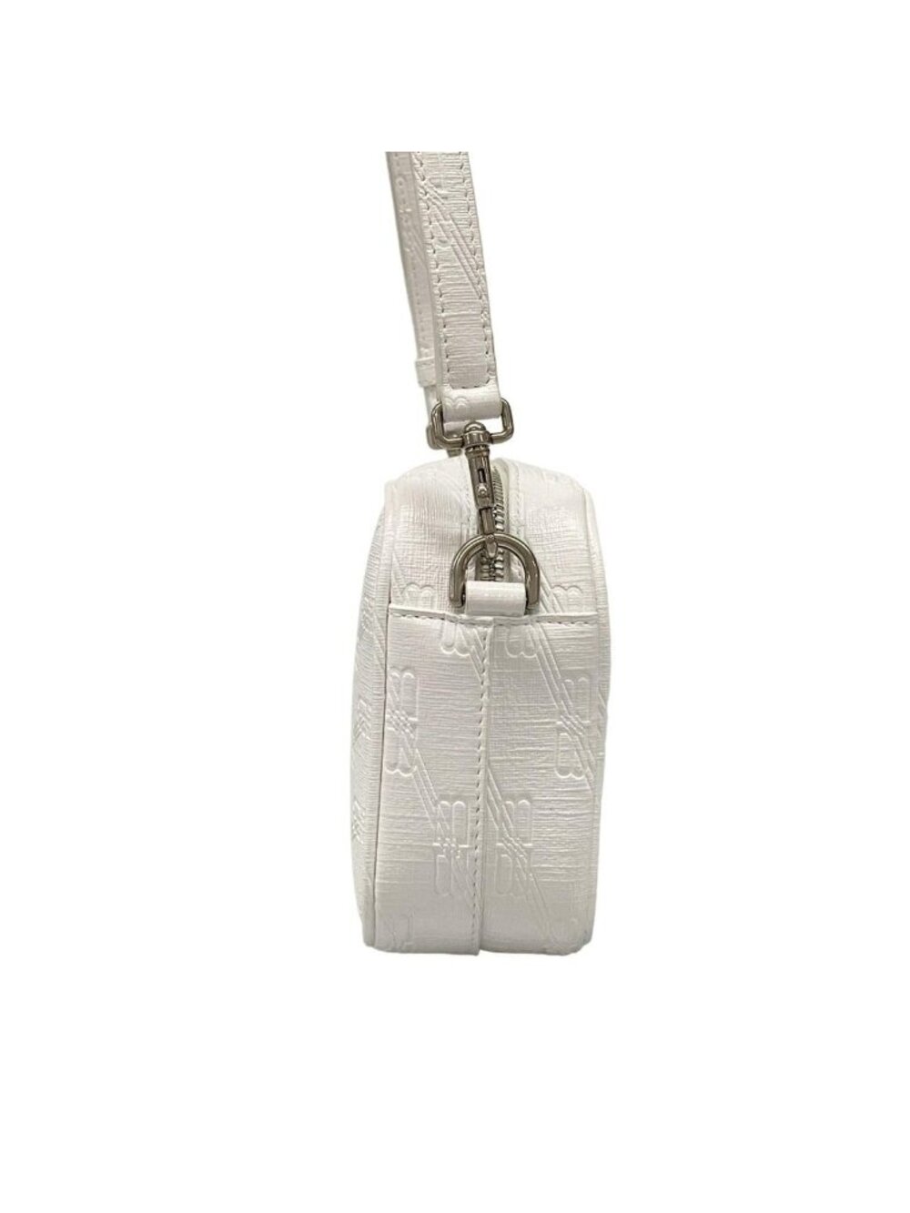 Balenciaga Shoulder Bag BB Monogram White Embossed Removable Strap Leather - Picture 4 of 15